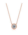 Stella Valentino Sterling Silver 18k Rose Gold Plated With 1ct Lab Created Moissanite Necklace