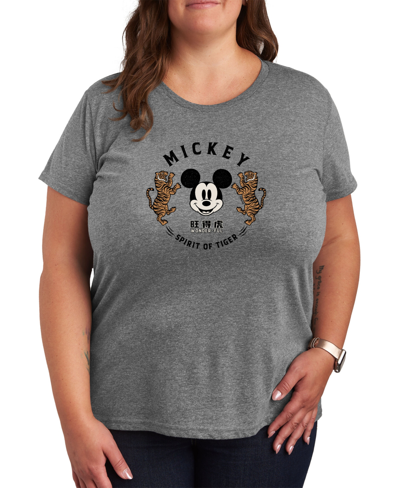 Air Waves Trendy Plus Size Disney New Year Graphic T-shirt In Gray