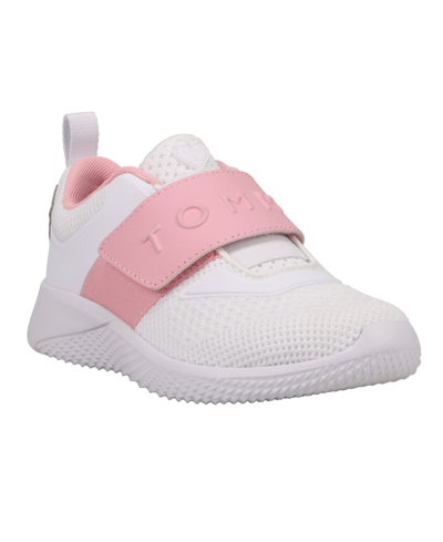 Tommy Hilfiger Kids' Little Girls Cadet Strap 2.0 Sneaker In White,pink