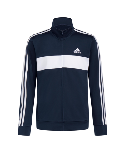 Adidas Originals Kids' Big Boys Long Sleeve Color Block Tricot Jacket In Collegiate Navy