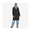 Andrew Marc Feather Leather Trim Wool Blend Coat In Black