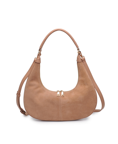 Moda Luxe Teresa Suede Shoulder Bag In Natural