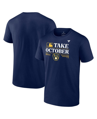 Fanatics Men's  Navy Milwaukee Brewers 2023 Postseason Locker Room T-shirt