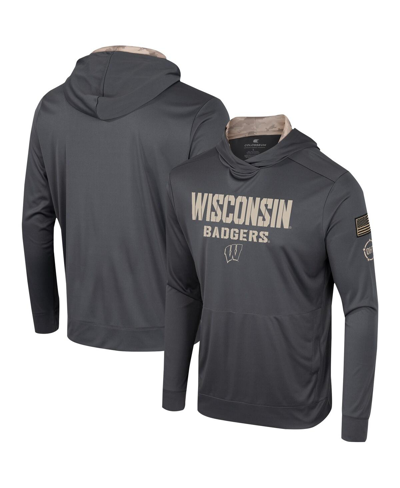 Colosseum Men's  Charcoal Wisconsin Badgers Oht Military-inspired Appreciation Long Sleeve Hoodie T-s