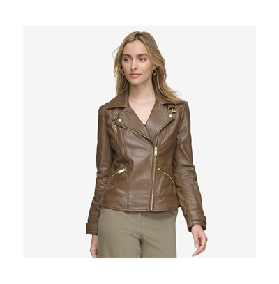 Andrew Marc Marc New York Salla Smooth Leather Coat In Walnut