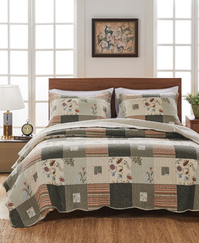 Greenland Home Fashions Sedona 100% Cotton Reversible 3 Piece Quilt Set, Full/queen In Multi