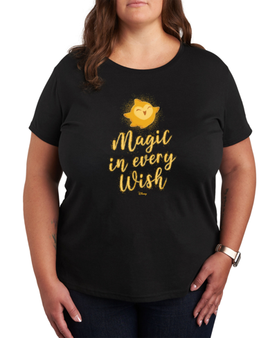 Air Waves Trendy Plus Size Disney Wish Graphic T-shirt In Black