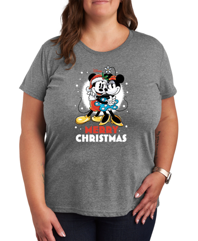 Air Waves Trendy Plus Size Disney Christmas Graphic T-shirt In Gray