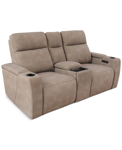 Macy's Greymel 74" Zero Gravity Fabric Loveseat With Console And Power Headrests, Created For  In Taupe