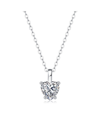 STELLA VALENTINO STERLING SILVER WHITE GOLD PLATED WITH 1CT LAB CREATED MOISSANITE HEART SOLITAIRE PENDANT NECKLACE