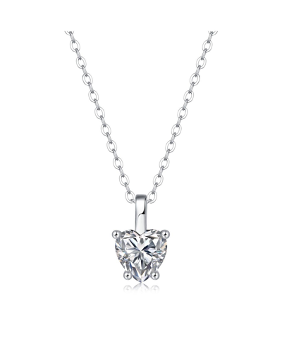 Stella Valentino Sterling Silver With 1ct Lab Created Moissanite Heart Solitaire Pendant Necklace