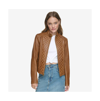 Andrew Marc Quilted Panel Leather Jacket In Cognac