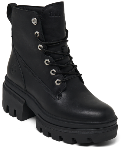 Timberland Everleigh Tb0a41s7 015 Womens Black Leather Lace Up Combat Boots Up74
