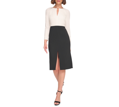 Tommy Hilfiger Women's Keyhole-neck Sheath Dress In Cream.black