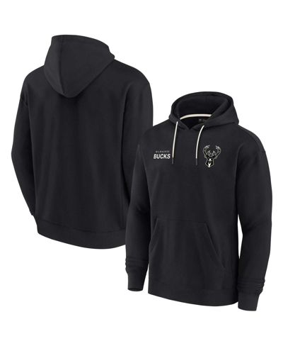 Fanatics Signature Men's And Women's  Black Milwaukee Bucks Super Soft Fleece Pullover Hoodie