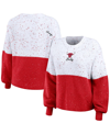 Wear By Erin Andrews Women's  White, Red Chicago Bulls Color-block Pullover Sweater In White,red