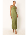 Petal And Pup Womens Melody Plisse Halter Maxi Dress In Olive