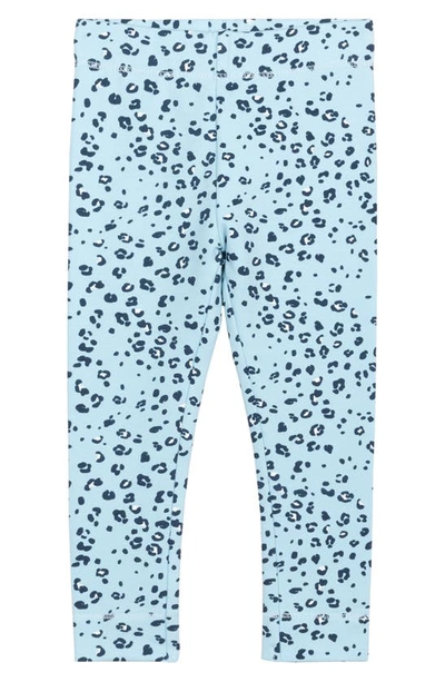 Miles The Label Babies' Leopard Print Organic Cotton Leggings In Blue Light