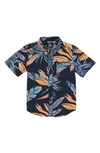 VOLCOM KIDS' INDOSPRAY FLORAL SHORT SLEEVE BUTTON-UP SHIRT