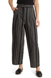 Masai Copenhagen Piedad Stripe Wide Leg Crop Cotton Pants In Black
