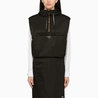 Prada Black Re-nylon Waistcoat Women In Brown