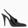 Saint Laurent Black Patent Leather Nico Mule Women In Black