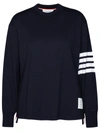 THOM BROWNE THOM BROWNE WOMAN NAVY COTTON SWEATER