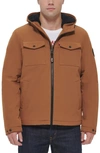 Levi's Soft Shell Faux Shearling Lined Jacket In Brown