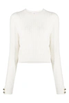 Chiara Ferragni Cropped Cable Knit Sweater In White Off