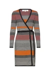 Diane Von Furstenberg Brigid Mixed Geo Print Long Sleeve Wrap Dress In Multicolor