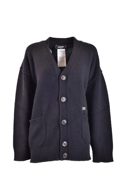 Dsquared2 Wool And Cashmere Cardigan In Black