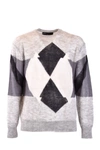 Neil Barrett Argyle Check-pattern Jumper In Grey