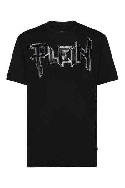 Philipp Plein Chrome T-shirt Mit Schmucksteinen In Black