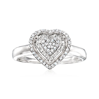 Ross-simons Diamond Heart Ring In Sterling Silver