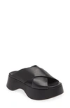 Agl Attilio Giusti Leombruni Lil Sis Crisscross Platform Slide Sandal In Nero