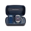Nautica Key Biscane Stainless Steel And Silicone Watch Box Set In Silver