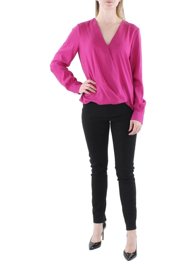 Parker Womens Dressy V-neck Pullover Top In Pink