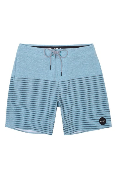 Rvca Current Stripe Water Repellent Board Shorts In Blue