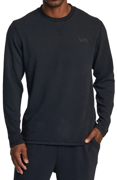 Rvca C-able Waffle Long Sleeve Performance T-shirt In Black