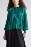 ULLA JOHNSON AIDY PLEATED SATIN TOP