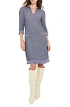 Misook Fringe-trim Tweed Knit Midi Dress In Multi