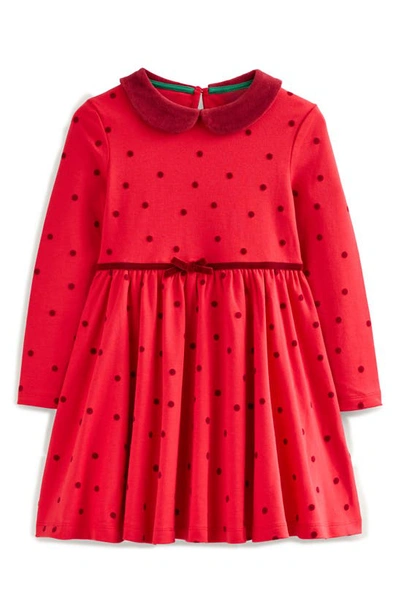 Mini Boden Kids' Collared Twirly Dress Rockabilly Red Confetti Spot Girls Boden