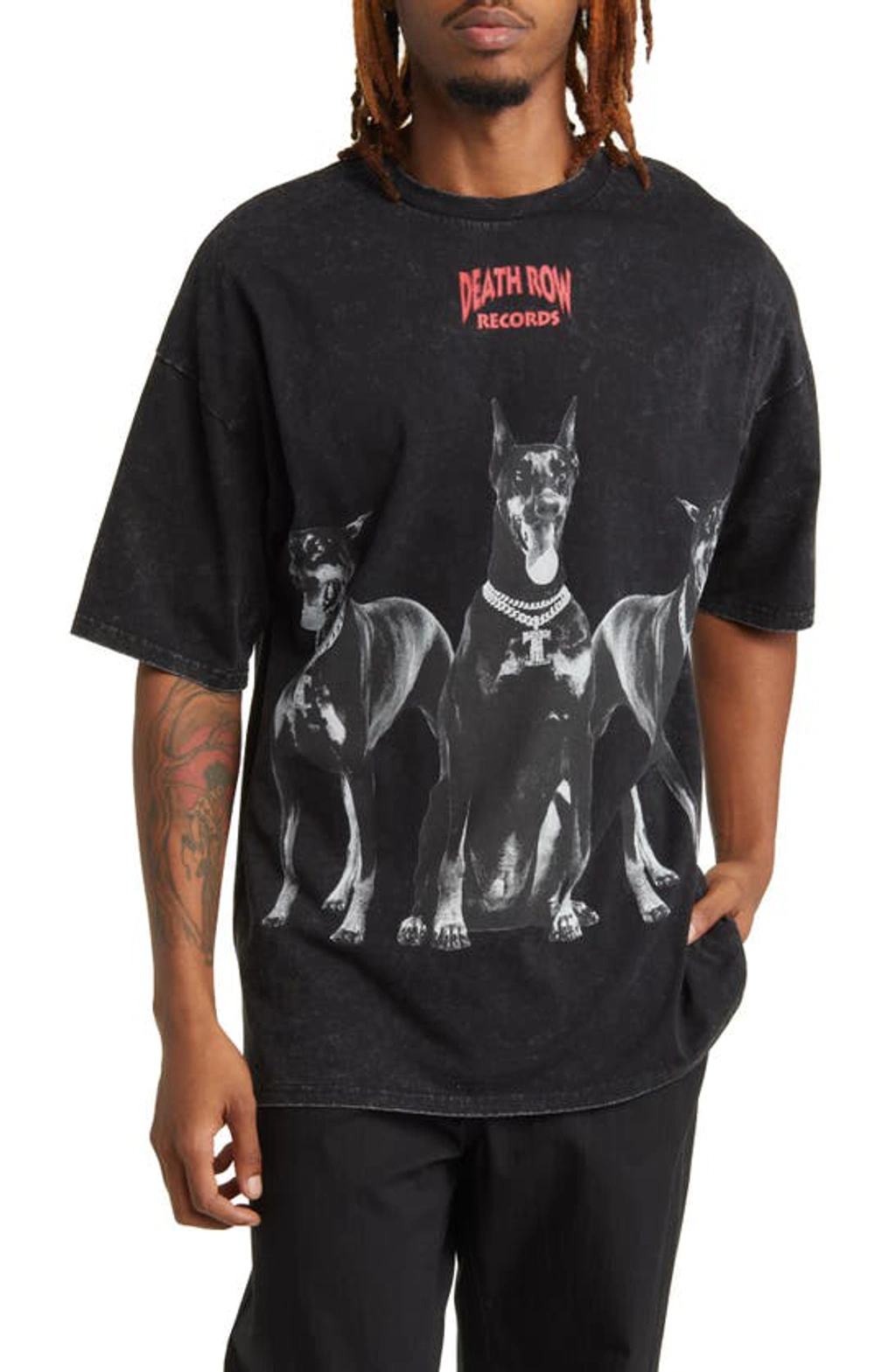 【メーカー公式ショップ】 Death Black In T-shirt Graphic Cotton Doberman Records Row トップス
