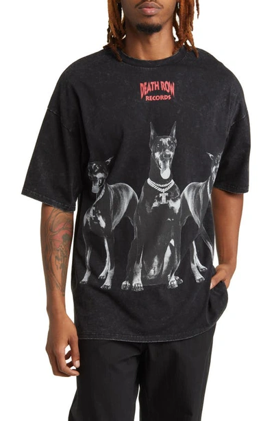 Death Row Records Doberman Cotton Graphic T-shirt In Black