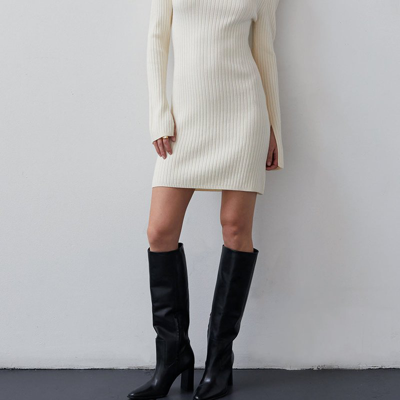 Crescent Iliana Sweater Dress In White