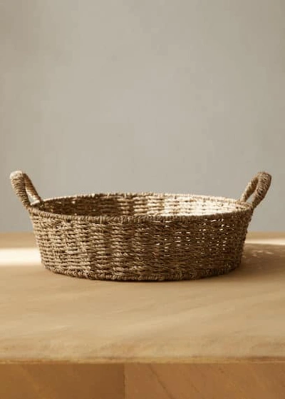 Mango Home Round Basket With Handle Beige