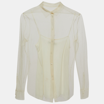 Pre-owned Dior Cream Mesh Button Front Full Sleeve Shirt M