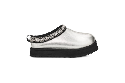Pre-owned Ugg Tazz Leather Slipper Silver Metallic (kids)
