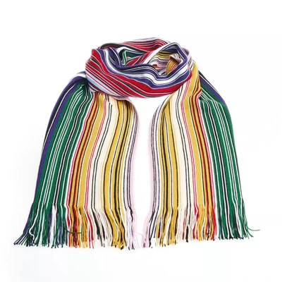 MISSONI MISSONI GEOMETRIC PATTERN FRINGE SCARF IN BRIGHT WOMEN'S HUES