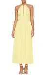 Simkhai Carli Halter Neck Plissé Dress In Limoncello